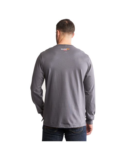 Timberland Gray Big Tall Fr Cotton Core Pocket Logo Long Sleeve T-shirt for men