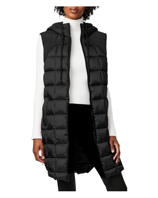 Bernardo Black Box Quilt Long Hooded Vest