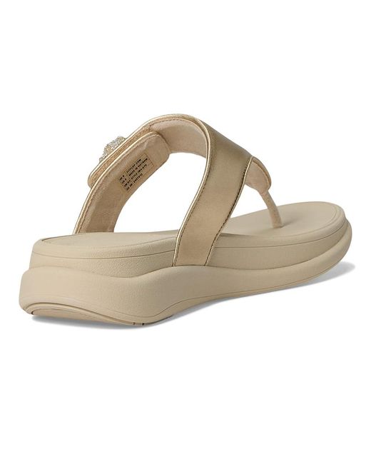 Fitflop Natural F-Mode Go Beadie-Button Adj. Flatform Toe/Post Sandals Wedge Shoes 7 M (B) Leather