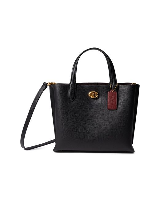 COACH Polished Pebble Leather Willow Tote 24 in Black Lyst