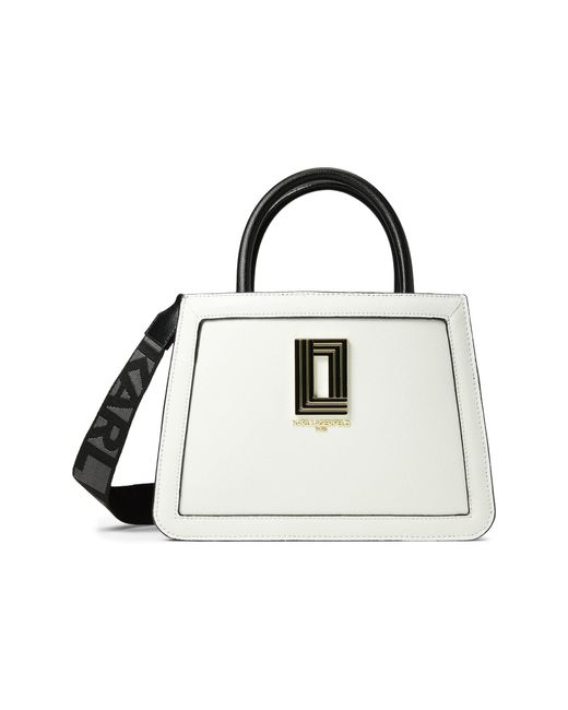 Karl Lagerfeld Leather Simone Satchel in White | Lyst