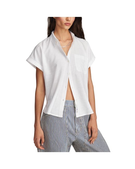 Lucky Brand Linen Short Sleeve Shirt in White | Lyst