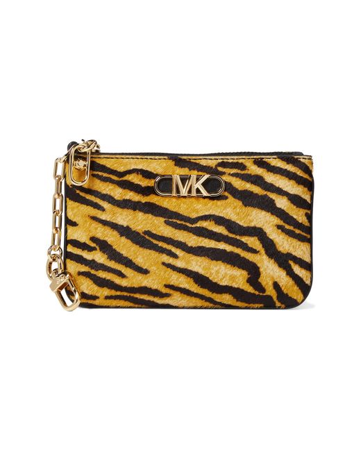 MICHAEL Michael Kors Leather Parker Small Key Card Holder in Yellow