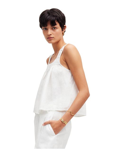 Madewell White Embroidered A-line Top In 100% Linen