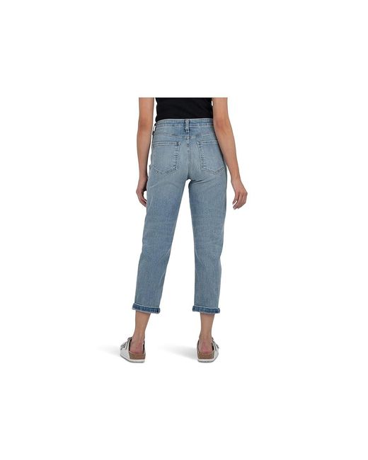 Kut From The Kloth Black Petite Sienna Baggy Boyfriend Crop Roll Up Reg Hem Jeans, Cotton/Denim/Polyester