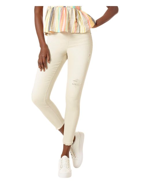 Hue Pullon Ripped Denim Hirise Skimmer Jeans in Blue Lyst