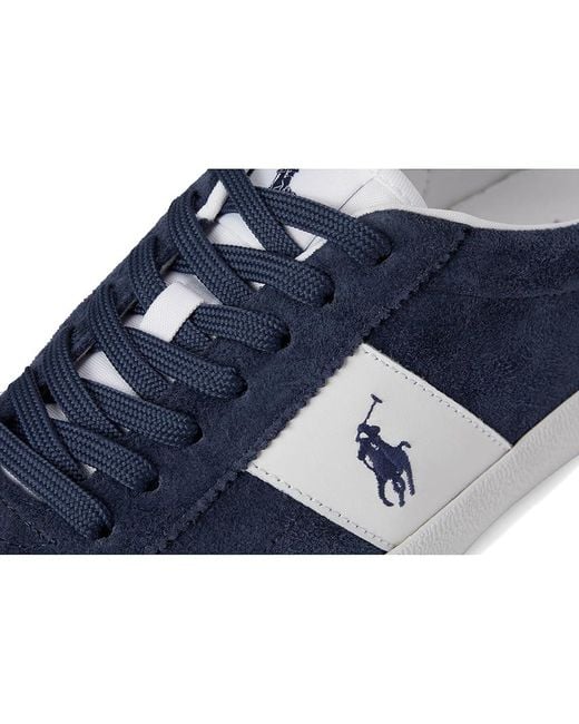 Polo Ralph Lauren Blue Court Vulc Leather-Suede Sneaker Shoes 8 D for men