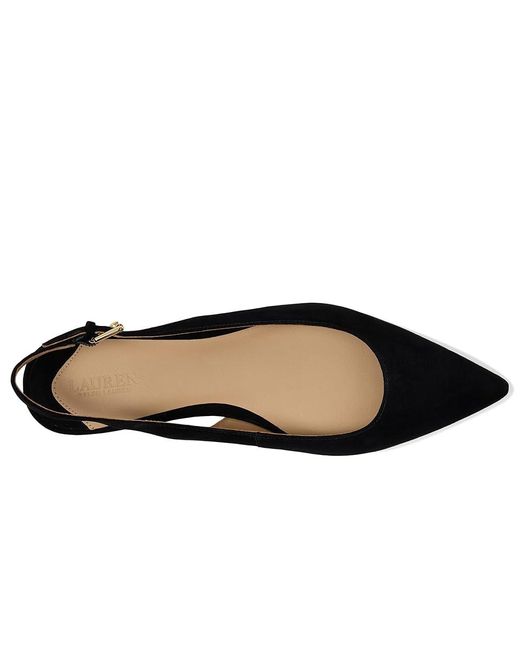 Ralph Lauren Black Londyn Suede Slingback Flat Flat Shoes 8 B