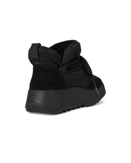 Fitflop Black F-Mode Water-Resistant Fleece-Lined Mesh Flatform Laced Booties Boots 8 M (B) Eva/Fleece/Lace