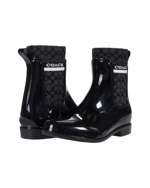 COACH Synthetic Rivington Rain Bootie in Black Lyst