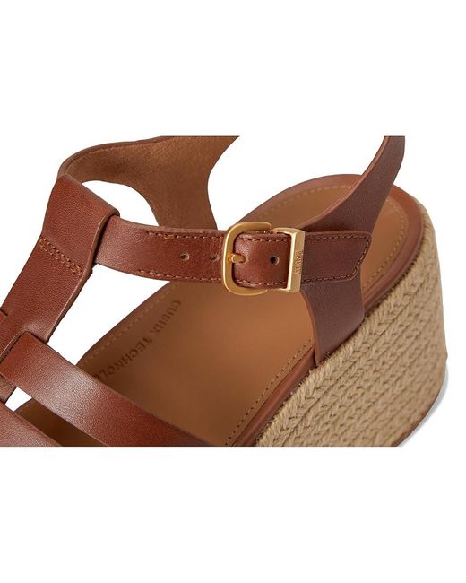 Fitflop Brown Platfforms Espadrille Leather Fisherman Wedge Sandals Wedge Shoes 8 M (B)
