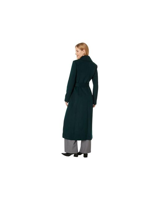 Cole Haan Black Wool Maxi Wrap Coat (Forest) Coat