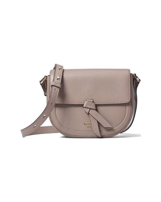 Kate Spade Knott Pebbled Leather Medium Saddle Bag in Gray Lyst