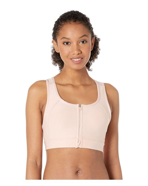 Jockey Synthetic Zip Front High Impact Sports Bra in Red | Lyst