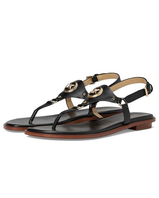 MICHAEL Michael Kors Black Casey Thong Shoes, Leather