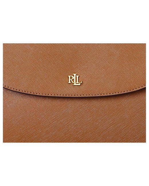 Ralph Lauren Brown Crosshatch Medium Schylar Shoulder Bag Handbags, Leather