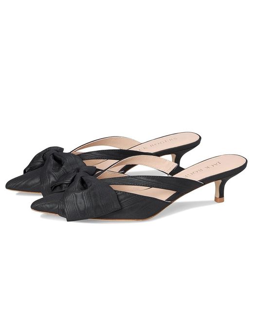 Jack Rogers Black Cynthia Bow Mule Sandals, Leather