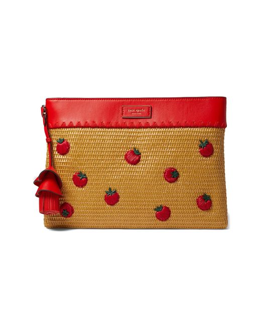Kate Spade Tomato Novelty Embellished Straw Tomato Clutch in Red | Lyst
