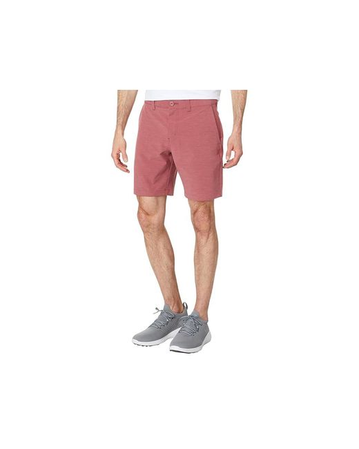 Travis Mathew Black Tech Chino Shorts (Heather Roan Rouge) Shorts for men