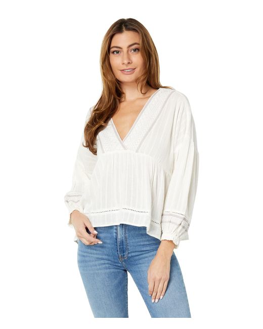 Lucky Brand Cotton Femme Peasant Blouse in White | Lyst