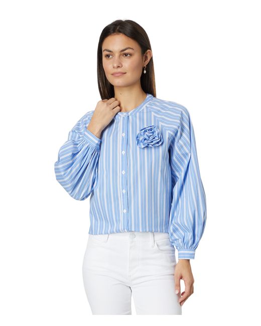 English Factory Blue Striped 3-d Shirt