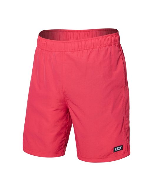 Saxx Underwear Co. Red Go Coastal 2-n-1 7 Short With Droptemp Hydro Liner for men