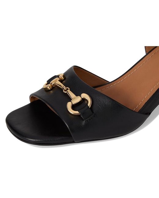 Johnston & Murphy Black Edith Bit Sandals Wedge Shoes, Leather