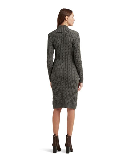Lauren by Ralph Lauren Black Cable-knit Buckle-trim Sweater Dress