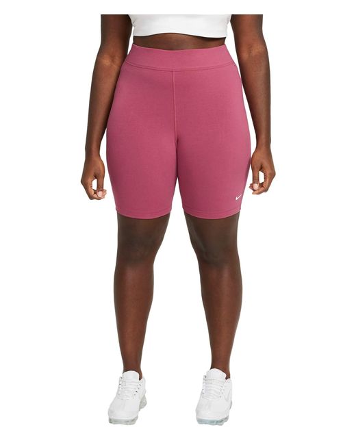 Nike Cotton Plus Size Nsw Essential Bike Shorts Lbr Mid-rise in Pink - Lyst