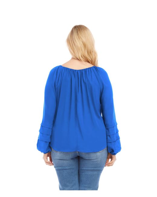 Karen Kane Plus Size Pleat Sleeve Top in Blue | Lyst