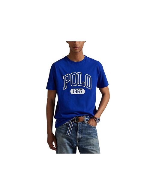 Polo Ralph Lauren Blue Classic Fit Jersey Graphic T-Shirt Clothing, Cotton for men