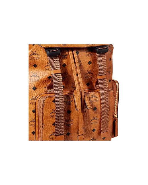 MCM Leather Brandenburg Visetos Backpack Medium in Tan ...