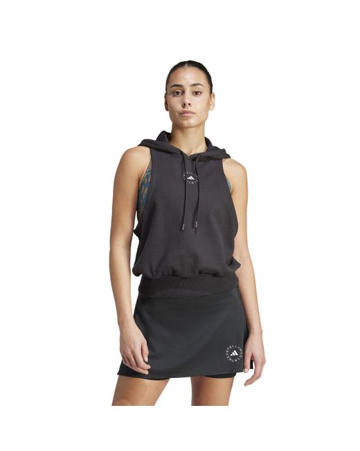 Adidas By Stella McCartney Black Sportswear Sleeveless Hoodie In3676
