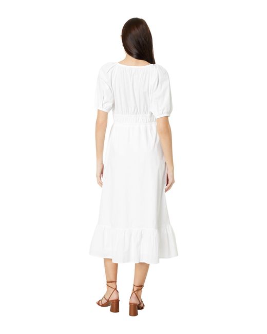 Vineyard Vines White Poplin V-neck Midi Dress