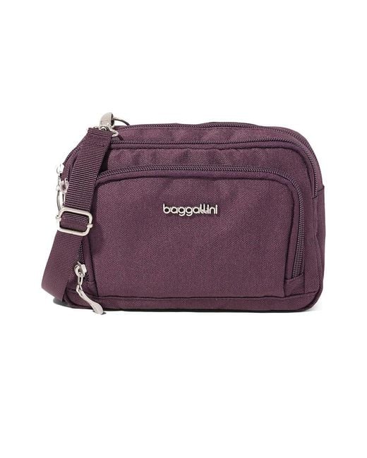 Baggallini Purple Trifecta Rfid Wallet Crossbody Cross Body Handbags, Nylon
