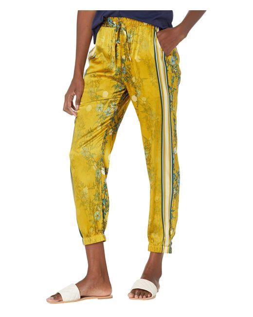 Johnny Was Yellow Bellissima Stretch Silk Pants