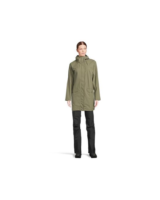 Helly Hansen Green Moss Raincoat Coat, Polyester/Polyurethane