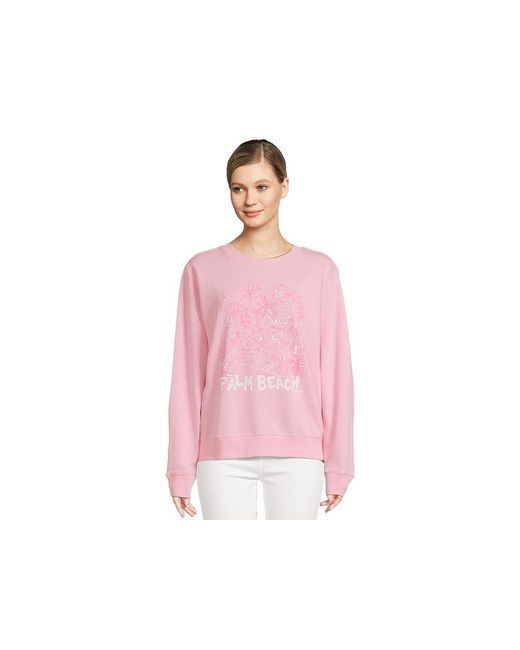 Lilly Pulitzer Pink Ballad Long Sleeve Sweatshirt Sweater Conch Shell Pb Playground Printed Sweatshirt, Cotton