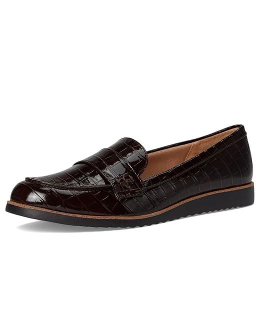 LifeStride Black Zee Loafer/Moc Shoes Flat Shoes 8 W (C) Faux Leather