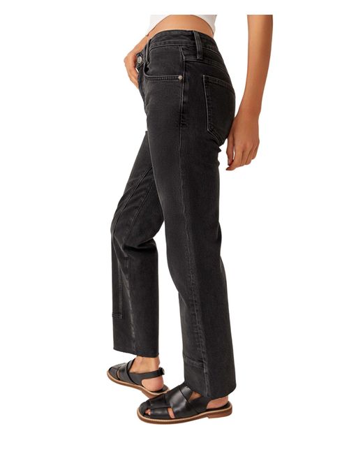 Free People Black Risk Taker High-rise Straight