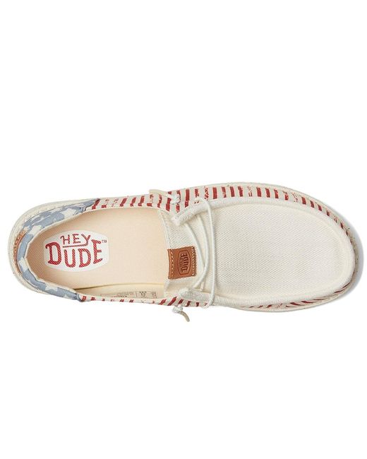 HeyDude Black Wendy Funk Americana Stars Flat Shoes, Textile