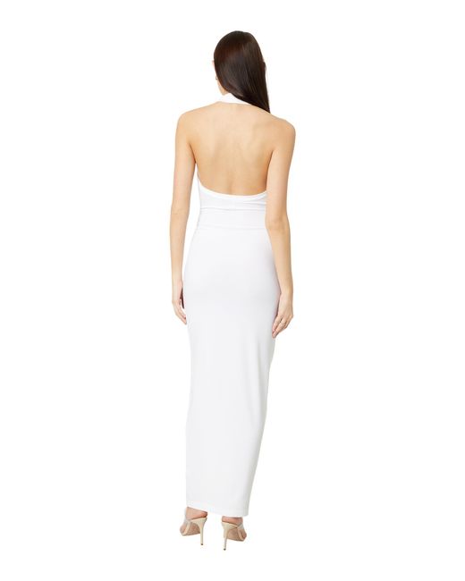 Norma Kamali White Tie Front Halter Gown