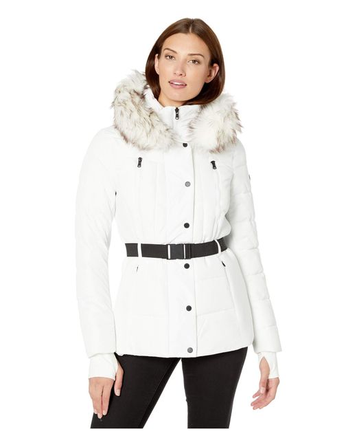 MICHAEL Michael Kors White Active Jacket With Logo Belt And Hood A420380tz