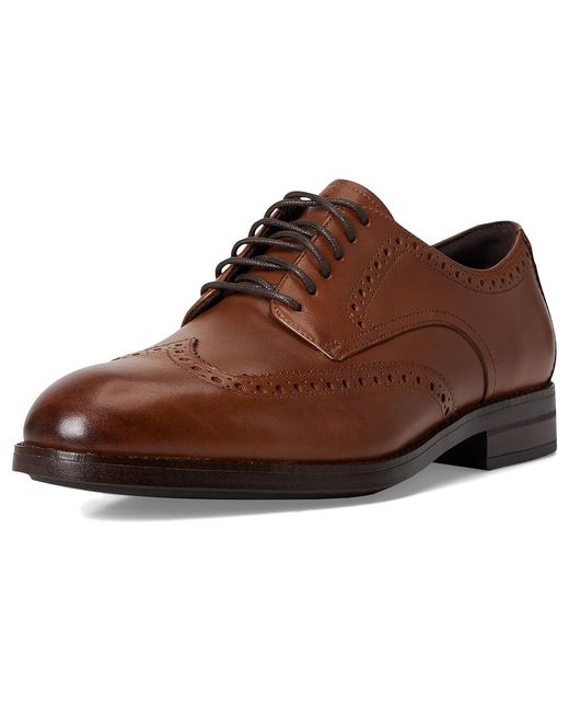 Cole Haan Brown Harmon Grand Wingtip Oxfords Slip On Shoes British Tan/Dark Waterproof 7 D for men