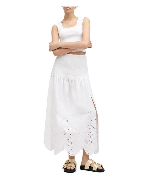 AllSaints White Alex Emb Skirt
