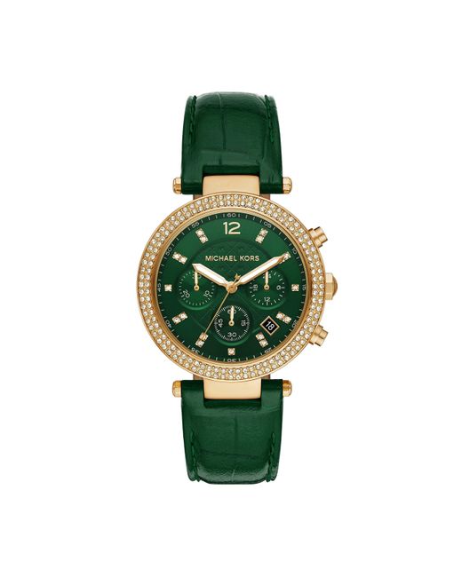 Michael Kors Mk6985 - Parker Chronograph Leather Watch in Green | Lyst