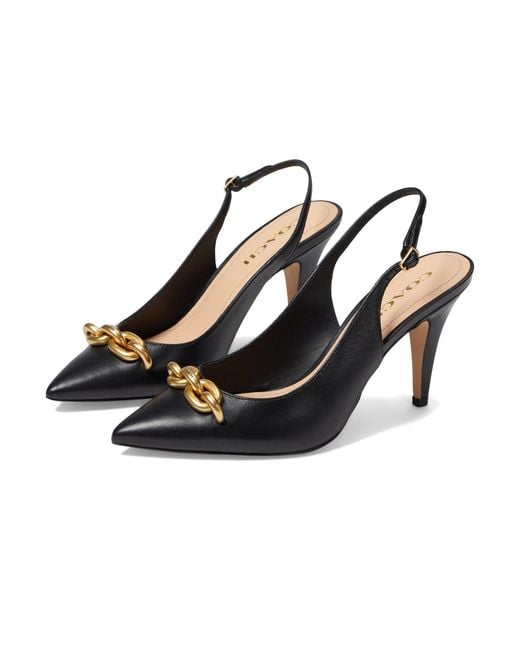 COACH Sadie Leather Slingback Pump in Black Lyst