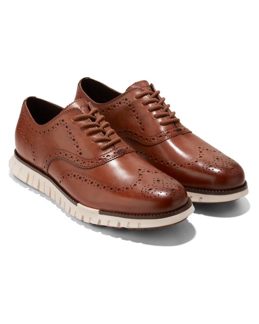 Cole Haan Brown Zerogrand Remastered Wing Tip Oxford Unlined for men