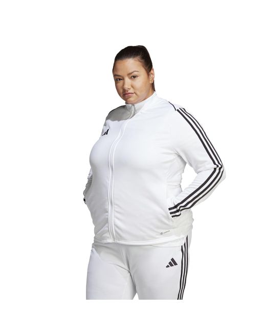 adidas Plus Size Tiro 23 League Training Jacket in White | Lyst
