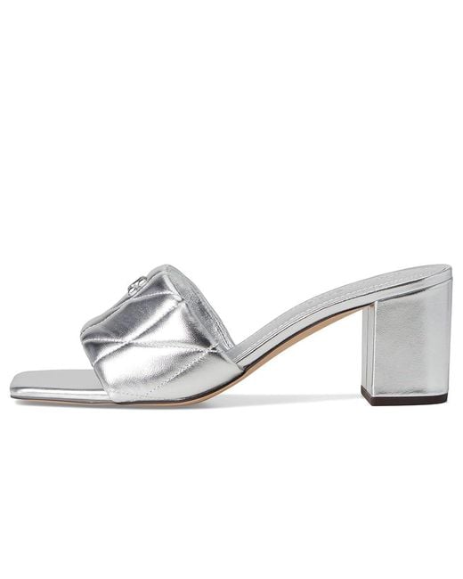 COACH Gray Holly Block Heel Sandals With Quilting Dress Sandals, Leather